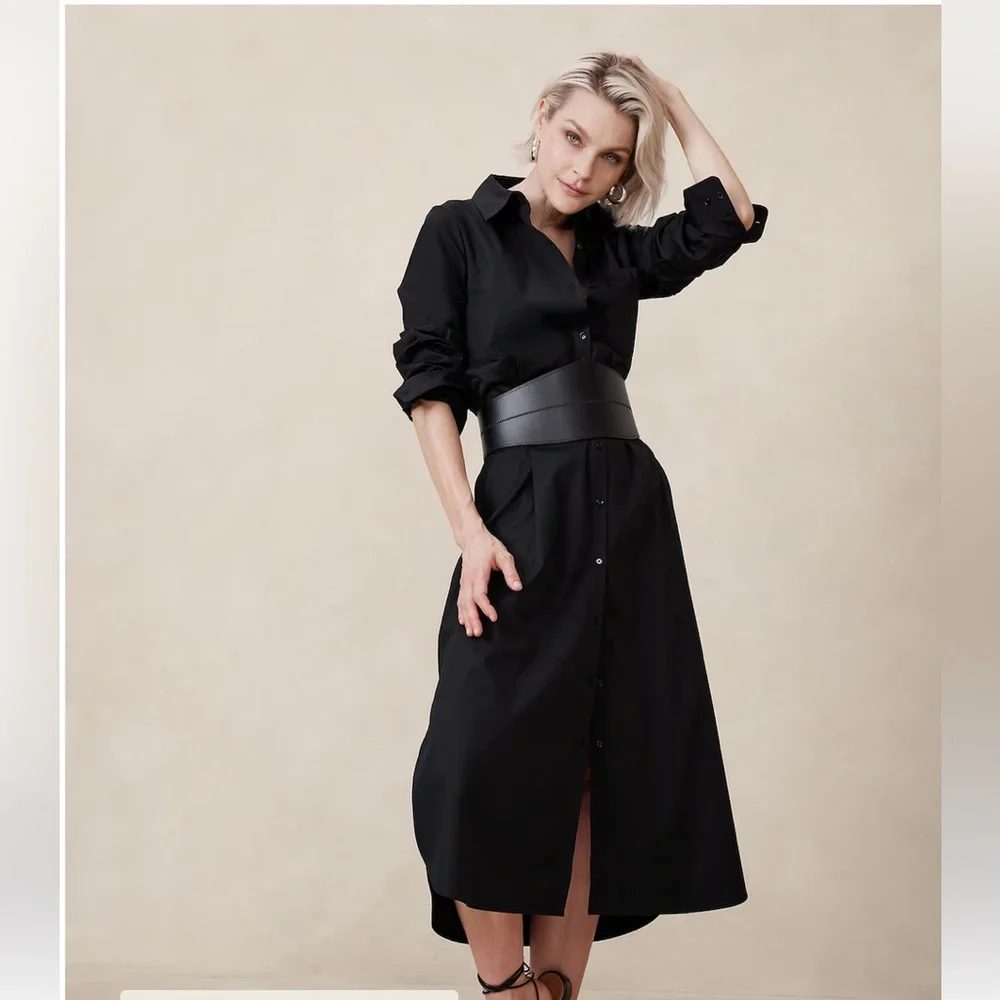 NWT BANANA REPUBLIC POPLIN MAXI SHIRTDRESS - Picture 1 of 7